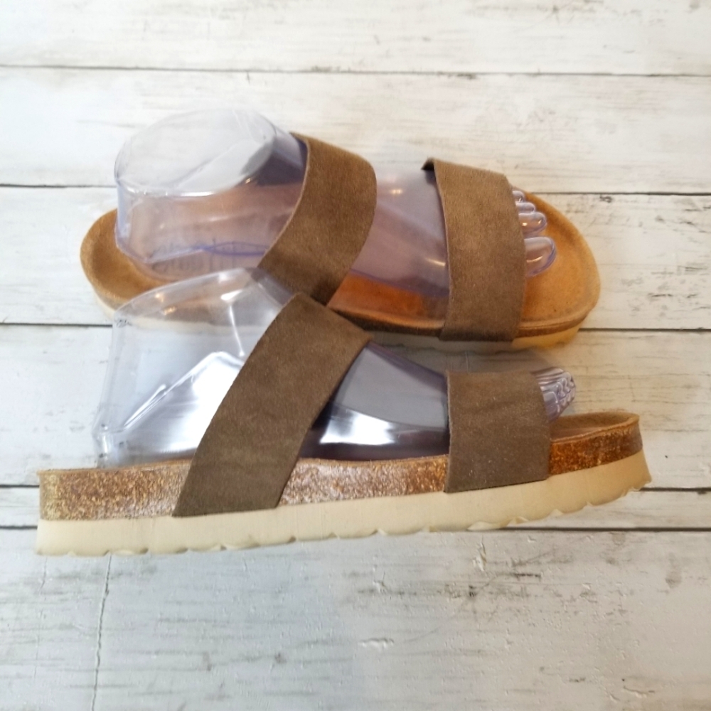 Biostep Suede Leather Cork Inner Sole  Rubber Bottom Slide On Two Strap …